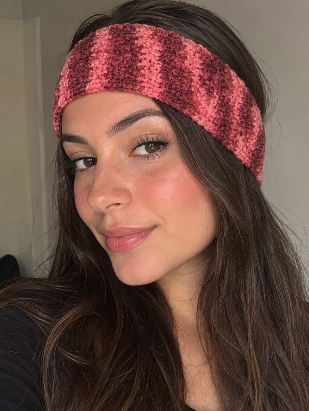 Striped Pink Knit Headband